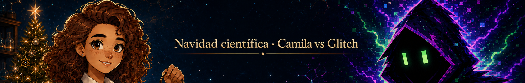 Banner del evento Navidad científica: Camila contra Glitch